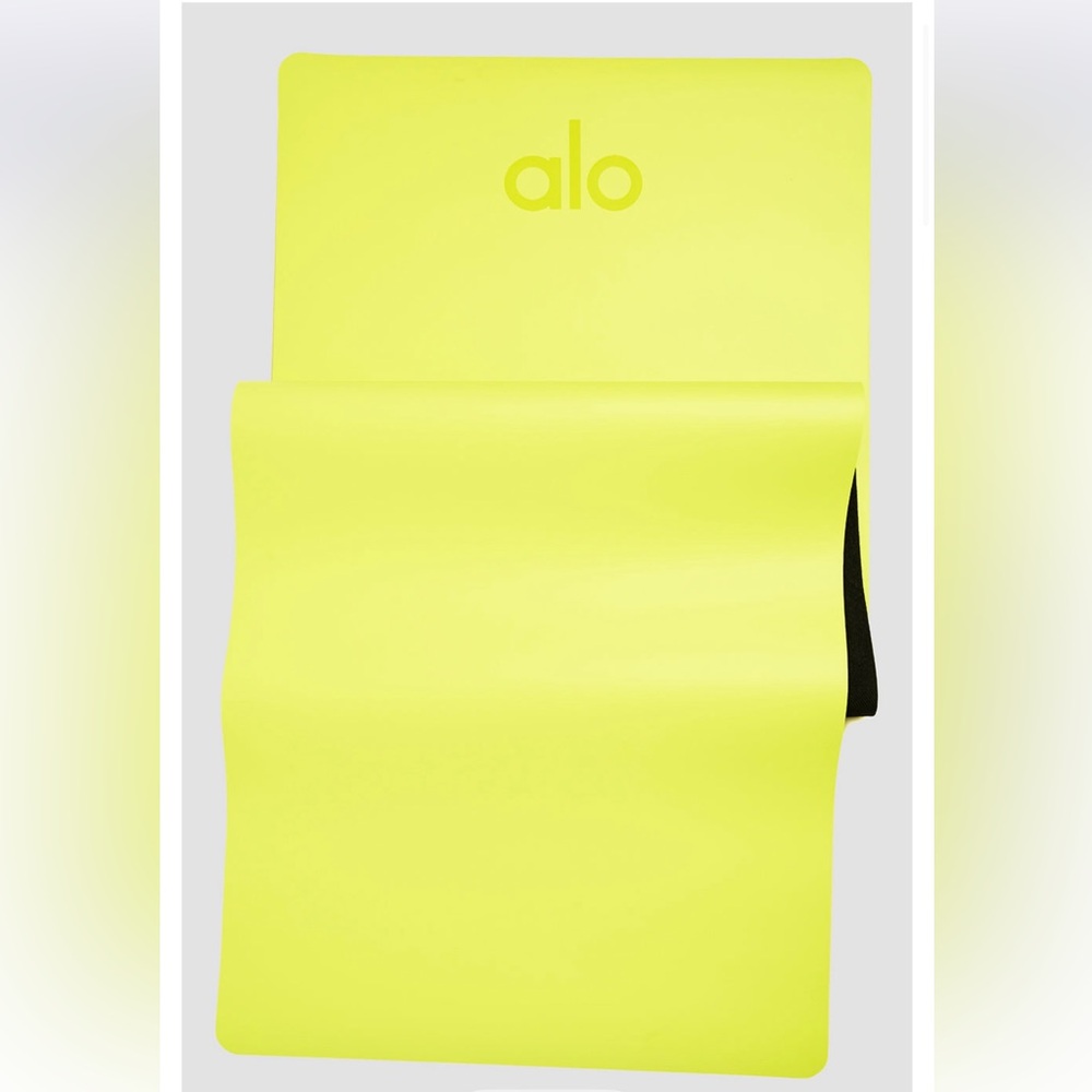 Brand new sold out color Alo Yoga Warrior Mat+ strap in color highlighter yellow